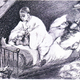 Adolphe Willette of Pierrot tickling Columbine to death. Wikimedia Commons